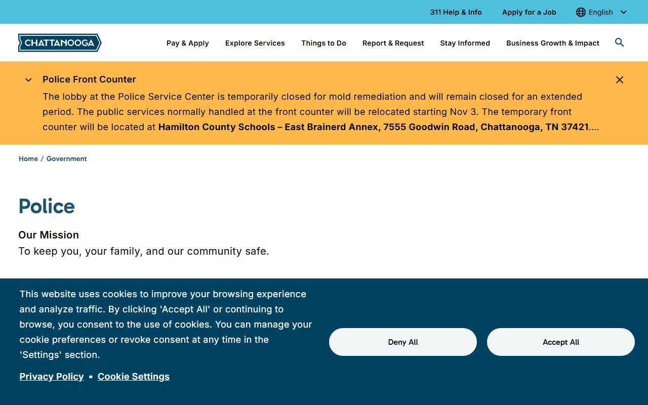 Chattanooga Police Department website for arrest records and busted mugshots