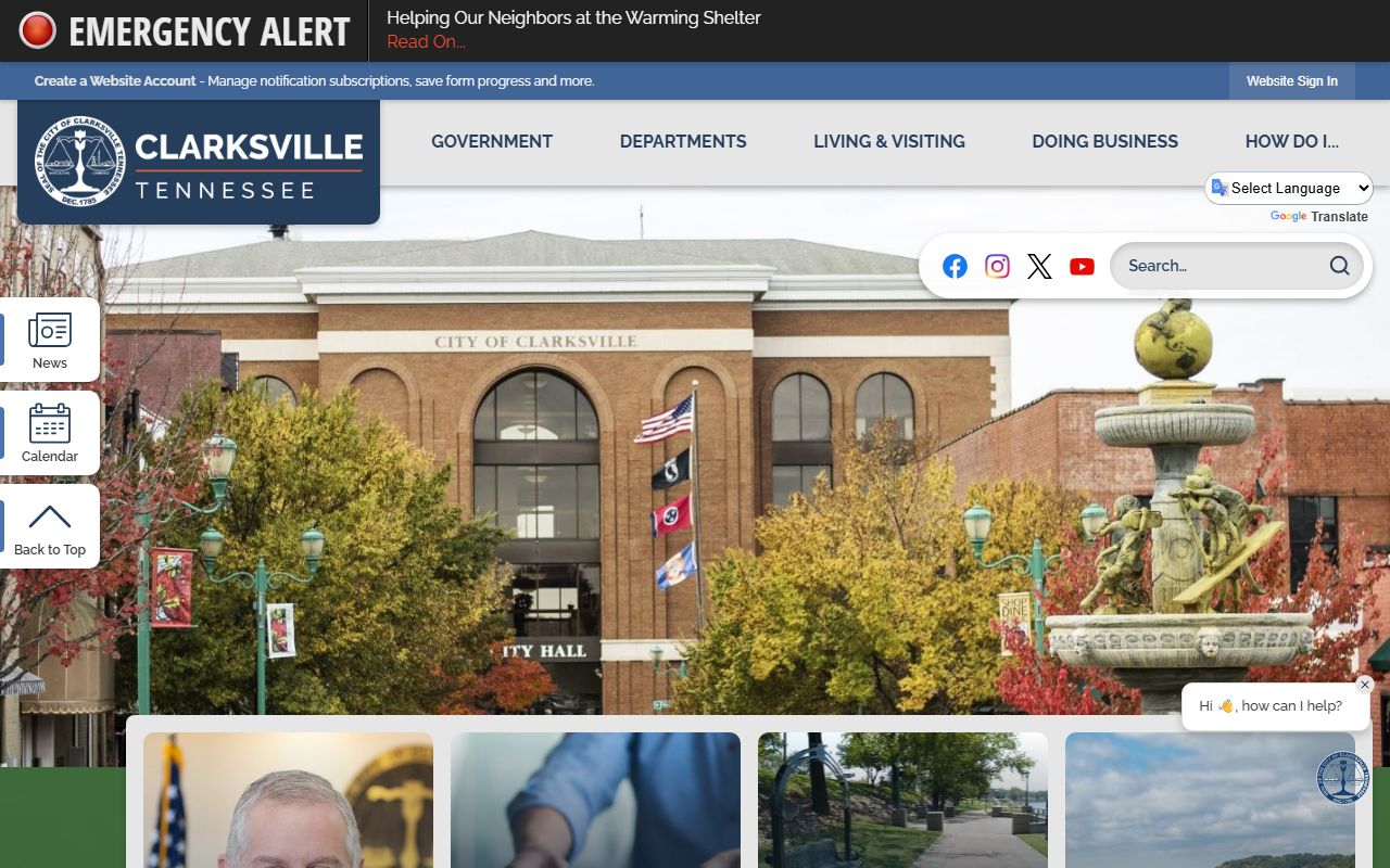Clarksville city government website for police records and busted mugshots