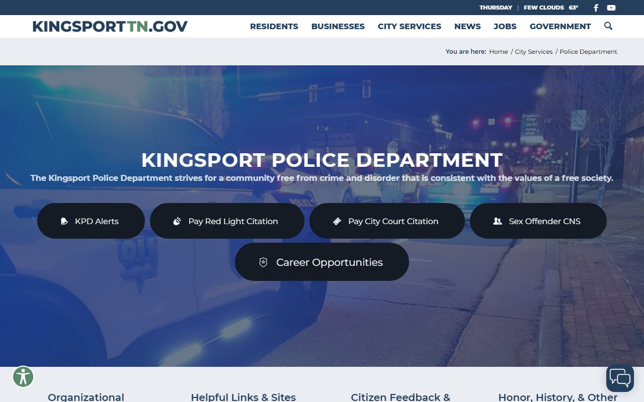 Kingsport Police Department website for busted mugshots and arrest records