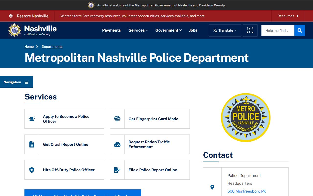 Nashville Metro Police Department busted mugshots records page