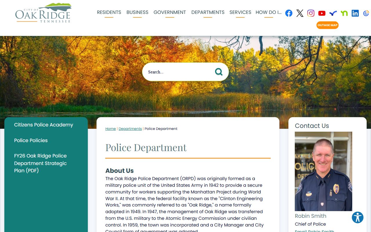 Oak Ridge Police Department website for arrest records and busted mugshots