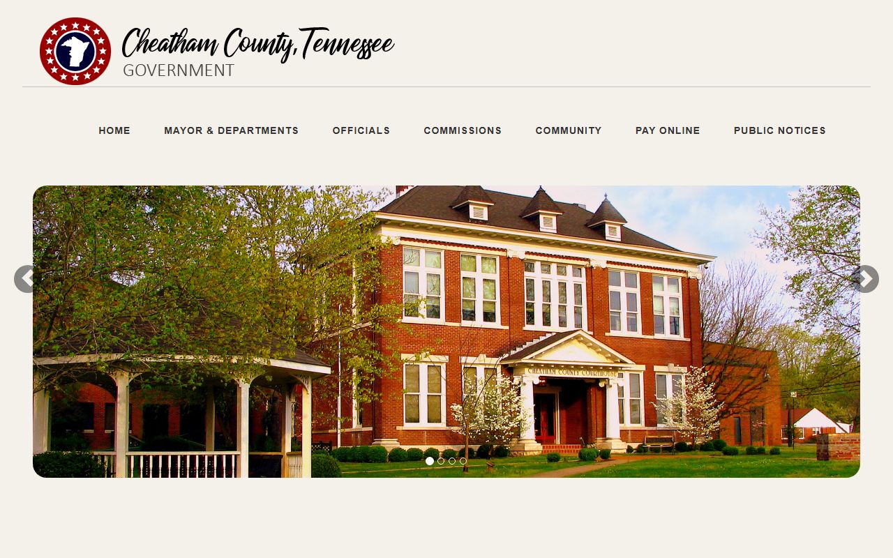 Cheatham County government website showing county departments