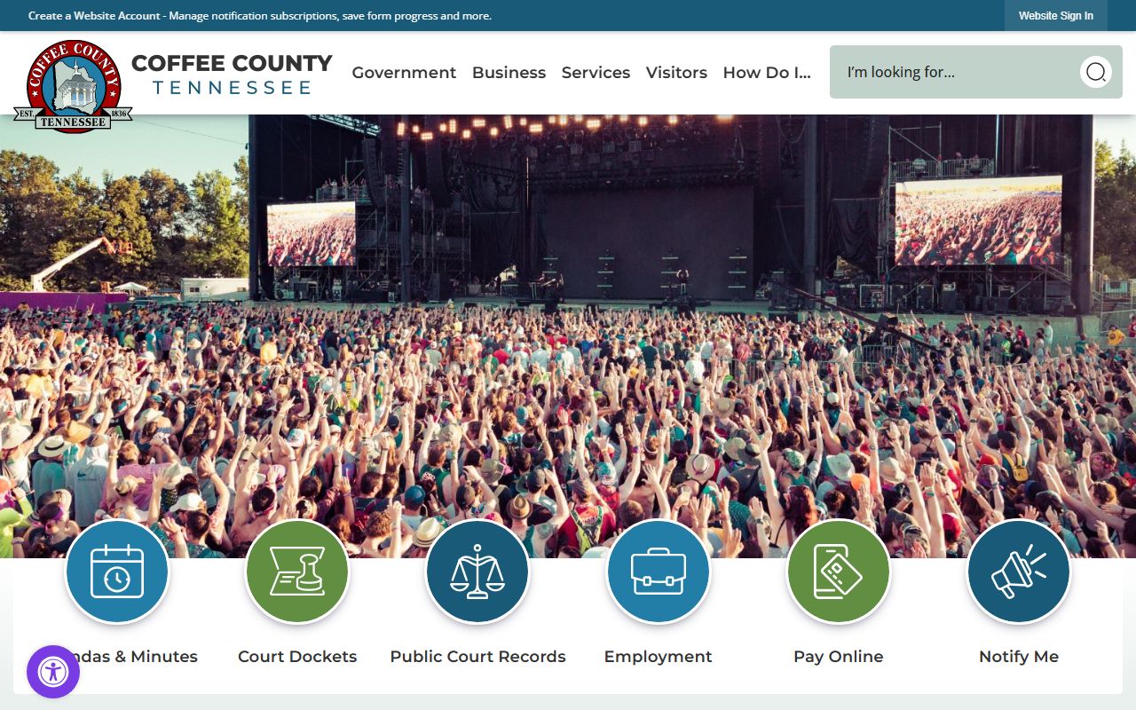 Coffee County government website homepage