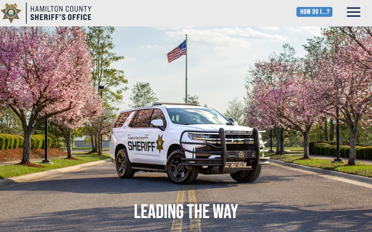 Hamilton County Sheriff's Office website showing department information