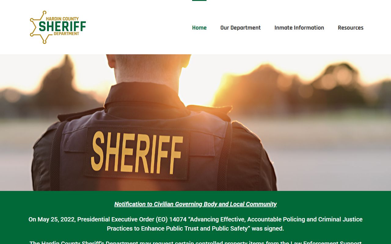 Hardin County Sheriff's Office website
