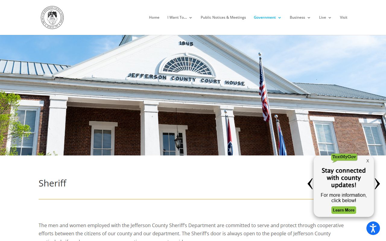 Jefferson County Sheriff's Office website for busted mugshots