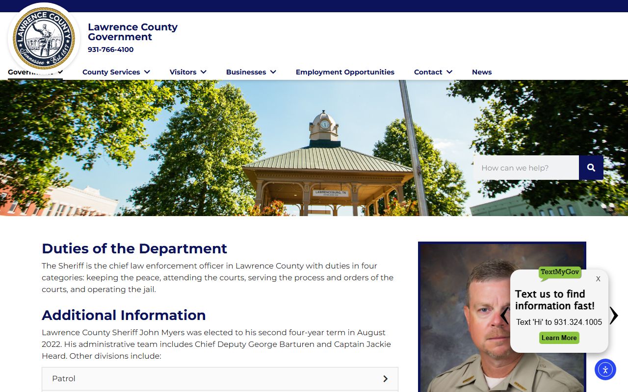 Lawrence County Sheriff's Office website for busted mugshots