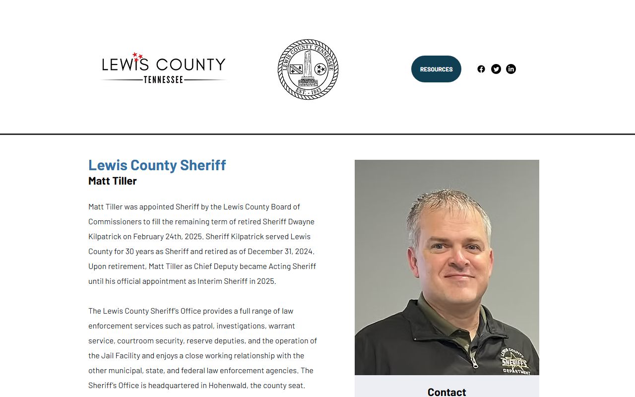 Lewis County Sheriff's Office website for busted mugshots records