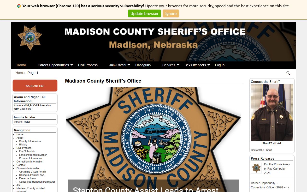 Madison County Sheriff's Office website for Jackson busted mugshots