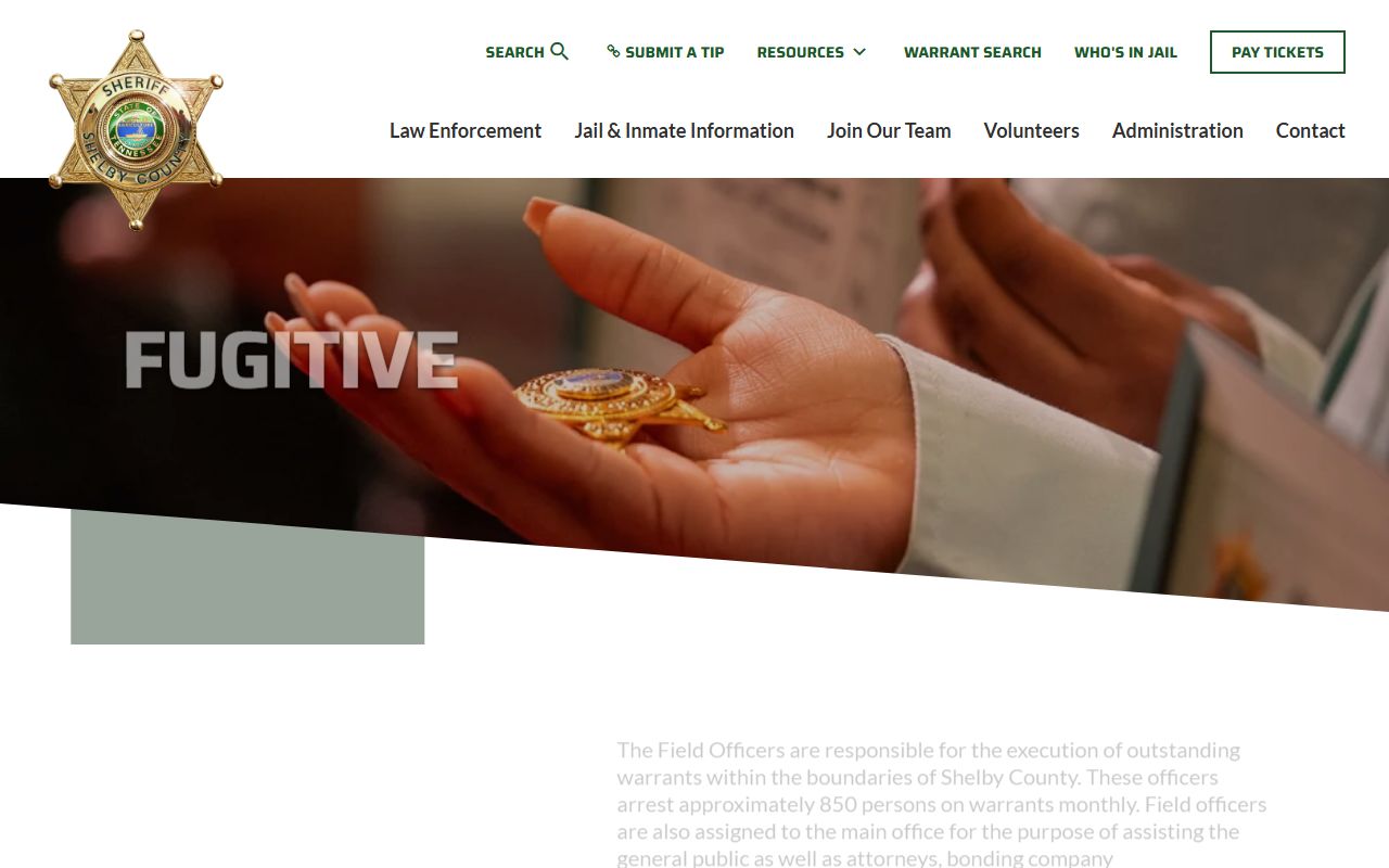 Shelby County fugitive division wanted persons page