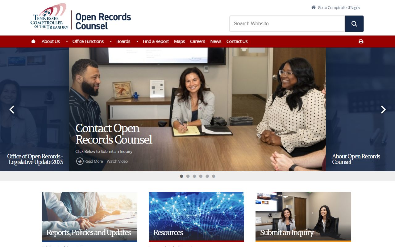 Tennessee Office of Open Records Counsel busted mugshots resource page